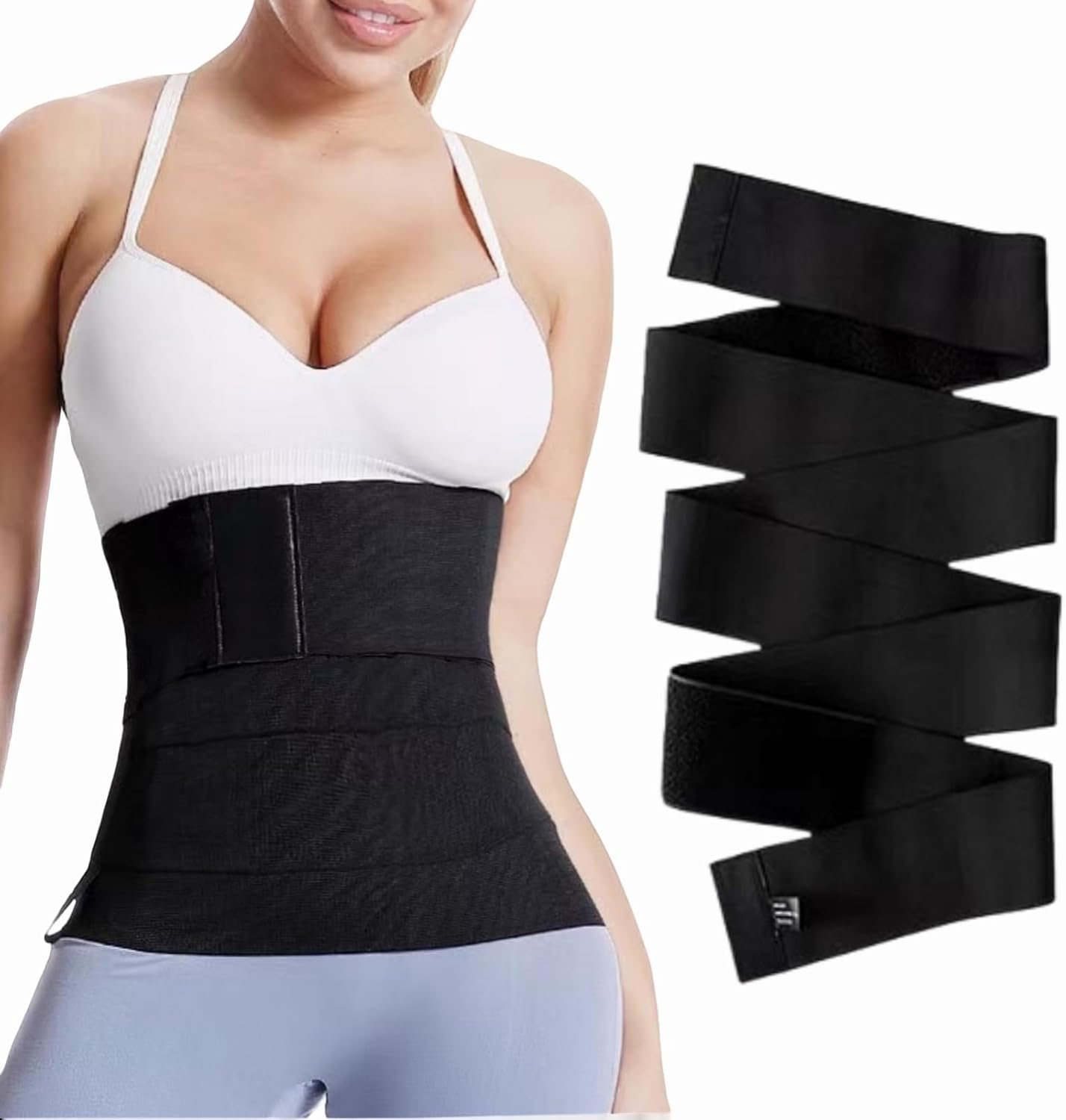 Waist Trainer for Women Belly Shaper Weight Loss Band Fat Trainers Waist Working Out Trimmer Belt Gym Abdomen Cinturilla Bands Adjustable and Wrap-Around Suitable for Men Women (Black)