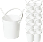 Plastic Rum Buckets for Drinks （10PACK ） Drink Buckets for Parties Reusable Punch Bowls with Straw（32oz） (White)