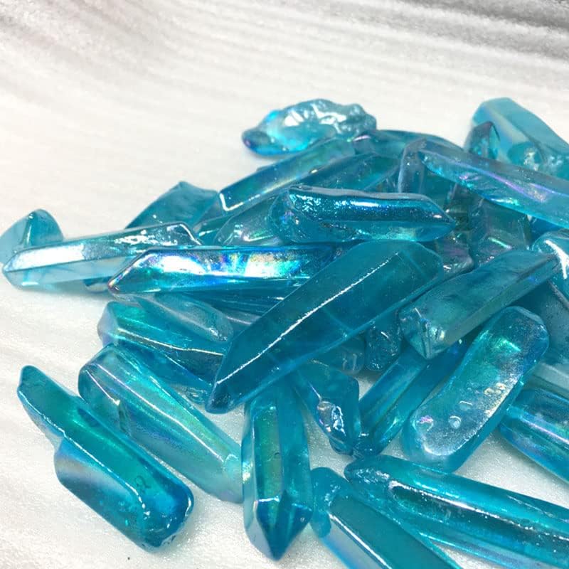 5Pcs Rare Blue Aura Lemurian Seed Quartz Crystal Stones Point Specimen