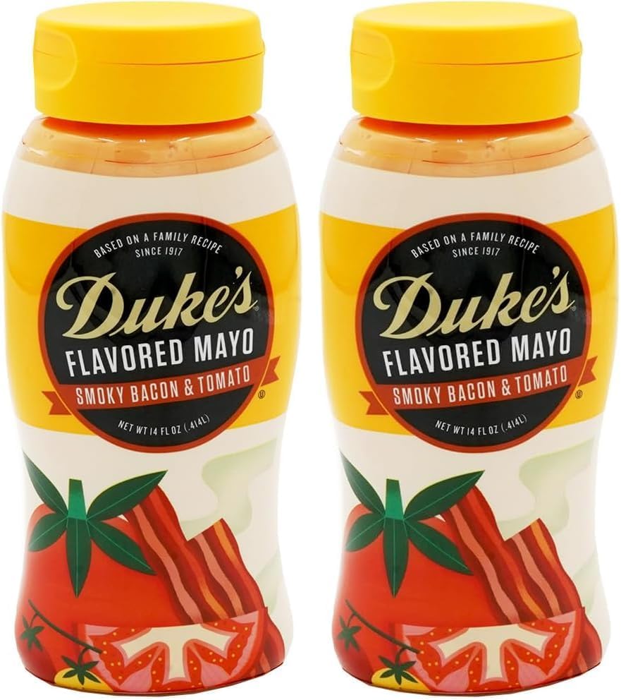 Duke’s Bacon & Tomato Flavored Mayonnaise Squeeze Bottle – Smoky & Savory, 14 Ounce (Pack of 2)