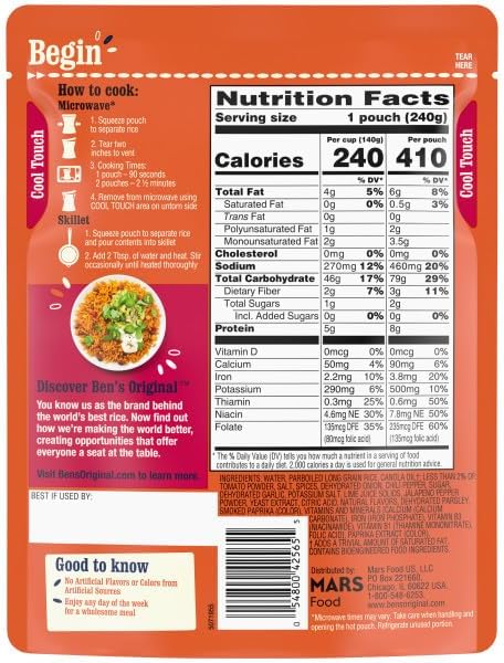BEN'S ORIGINAL Ready Rice Spicy Mexican Style Flavored Rice, Easy Dinner Side, 8.5 oz Pouch