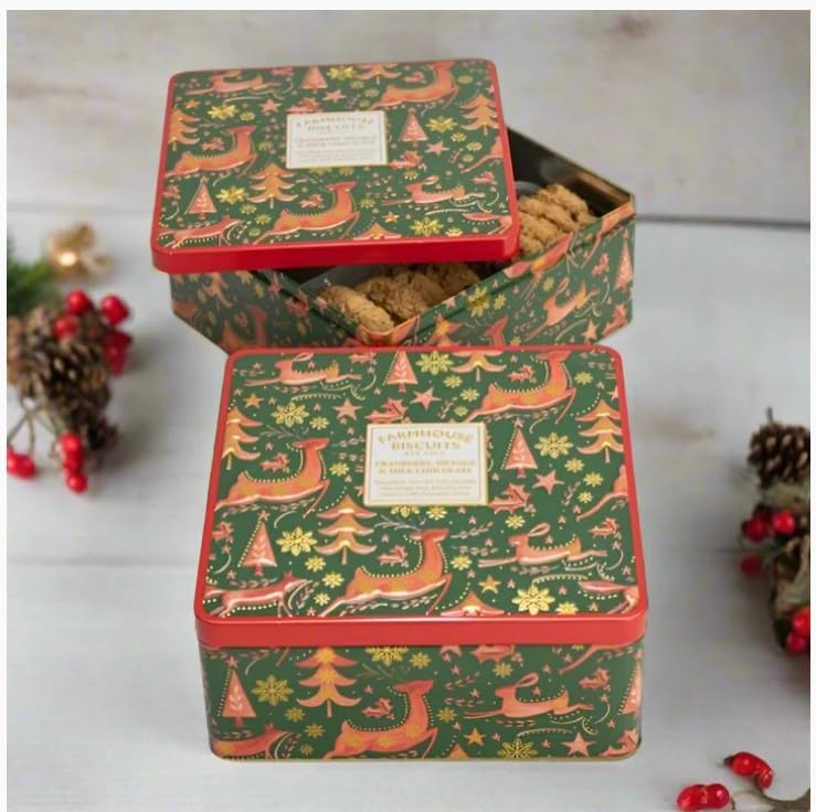 Farmhouse Biscuits, Winter Animals British Holiday Cookies in Decorative Tin, Imported, 8.8 oz