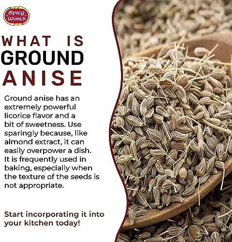 Spicy World Ground Anise Powder 7 Ounce - Anise Seeds Ground, Pure & Natural, Great for baking, cooking, and even tea
