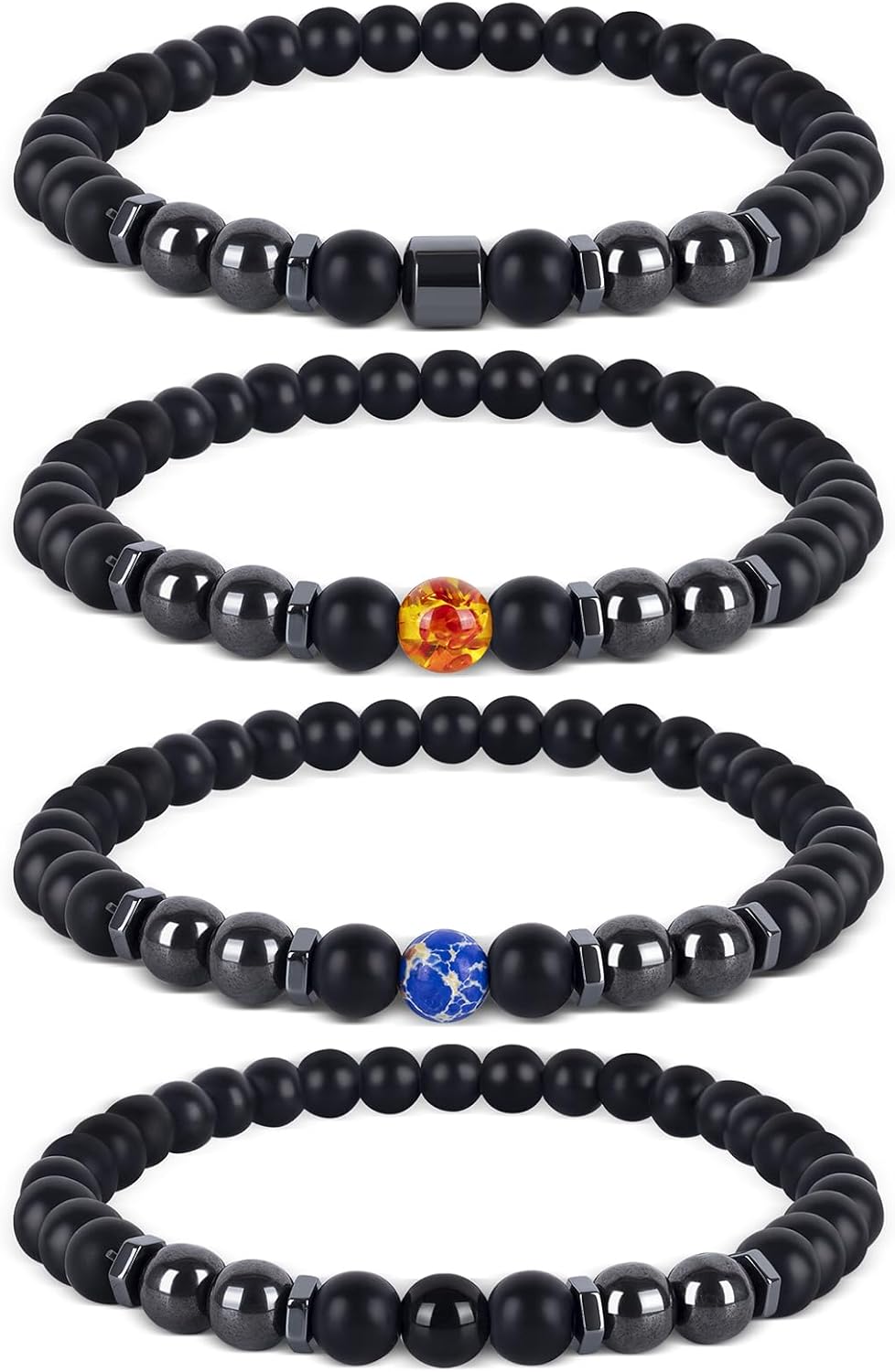 Anti-Swelling Black Obsidian Anklet, 4Pcs Magnetic Therapy Ankle Bracelet, Obsidian Beaded Bracelet For Men/Women Gifts