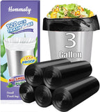 3 Gallon 120pcs Small black Trash Bags(Fit 3-3.2 Gal) Plastic Strong black Garbage Bags,Bathroom Trash Can Bin Liners,Waste Basket Liner,Fit 10-13 Liter, 2.6 Gallon,3 Gallon,3.2Gallon (3-Black120)