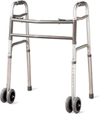 Bariatric Heavy-Duty Folding Walker with Wheels for Seniors, Adults, Extra Wide Front Wheel Walker (2 5-Inch Wheels), and Free 2 Pairs of Rear Glides Heavy Duty Sizes. Sized for Adults up to 450 lbs