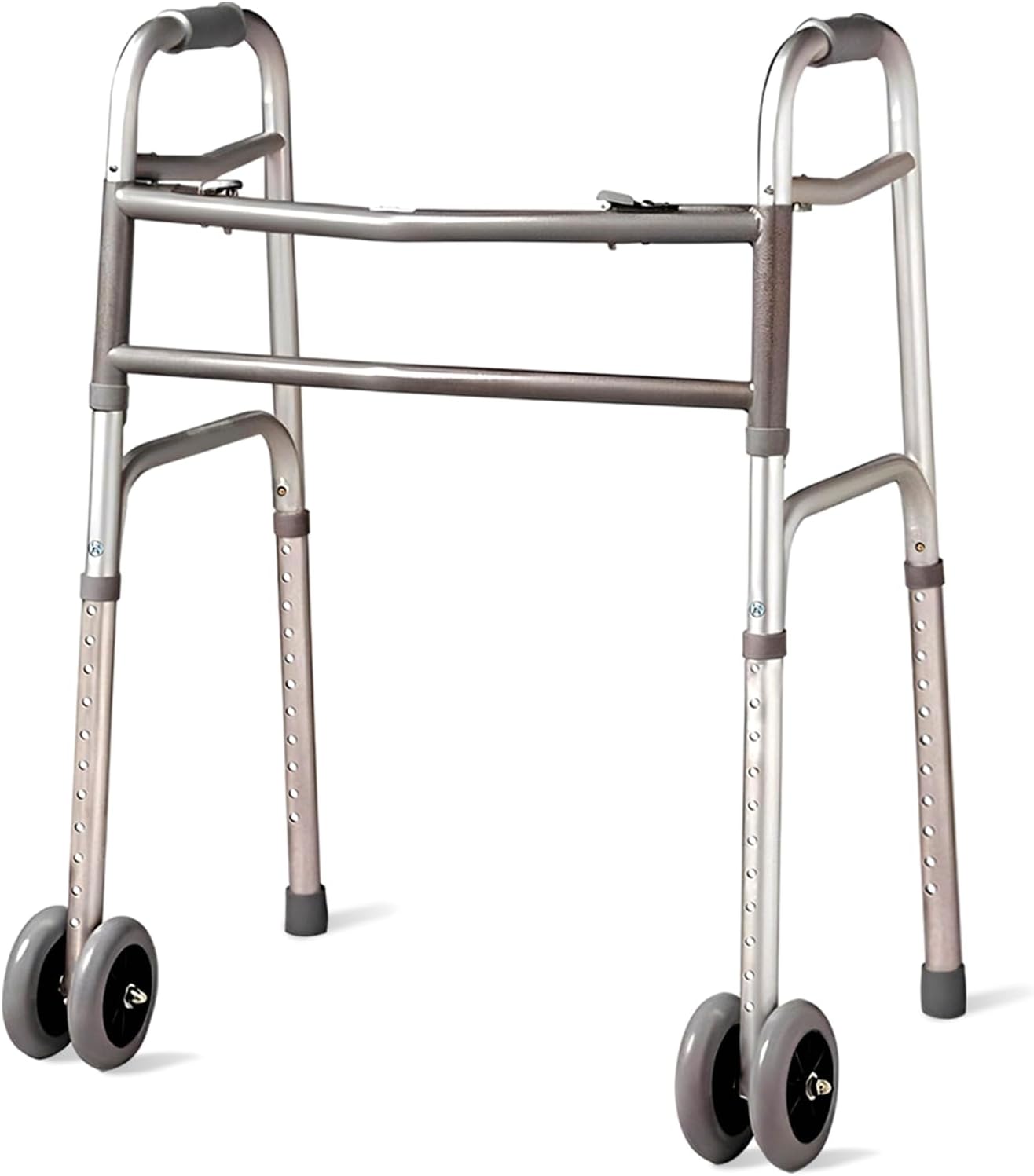 Bariatric Heavy-Duty Folding Walker with Wheels for Seniors, Adults, Extra Wide Front Wheel Walker (2 5-Inch Wheels), and Free 2 Pairs of Rear Glides Heavy Duty Sizes. Sized for Adults up to 450 lbs