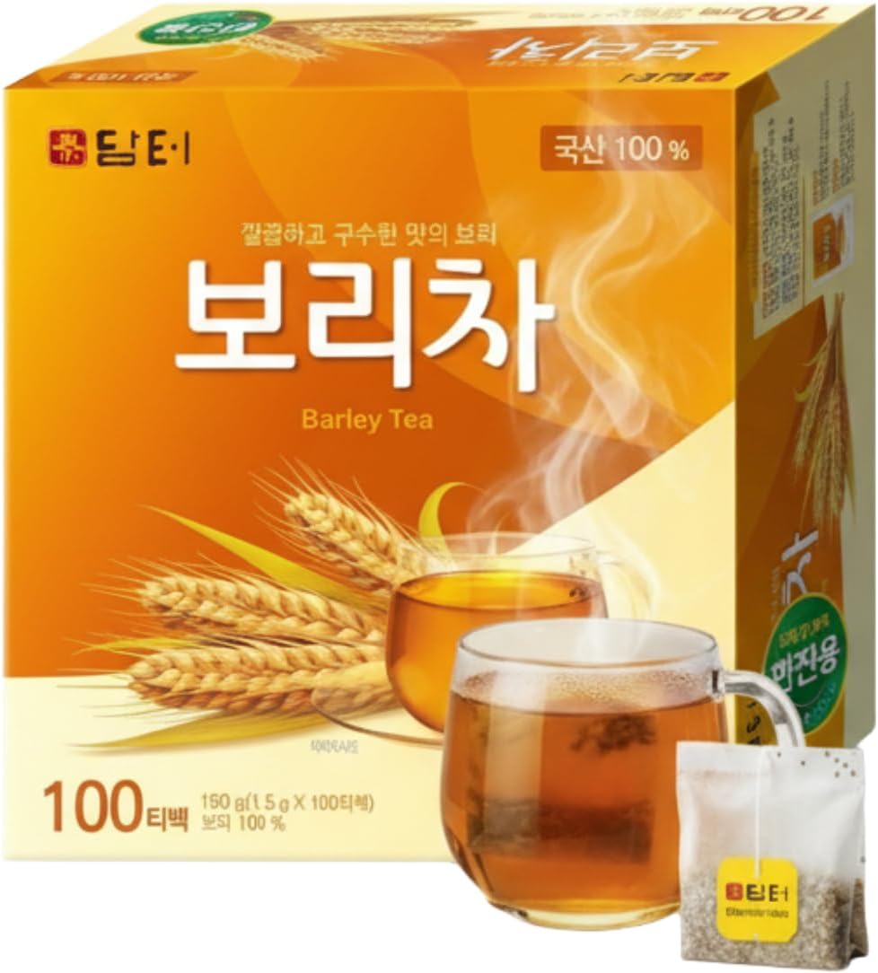 Damtuh Korean Barley Tea – Roasted Boricha Mugicha, Nutty Herbal Tea, Caffeine-Free, 100 Tea Bags (1.5g each)
