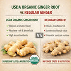 Fresh Organic Ginger Root – Premium, Natural, and Versatile with Strong, Bold Flavor for Cooking, Tea, and More (1 Lb)