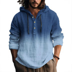 Ymosrh Men's Long Sleeve Cotton Linen Henley Hoodie Shirts Casual Breathable Button, S-2XL