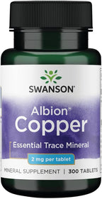 Swanson Copper Chelate Mineral Supplement for Adults Seeking Antioxidant, Immune, and Red Blood Cell Support - 2 mg (300 Tablets)