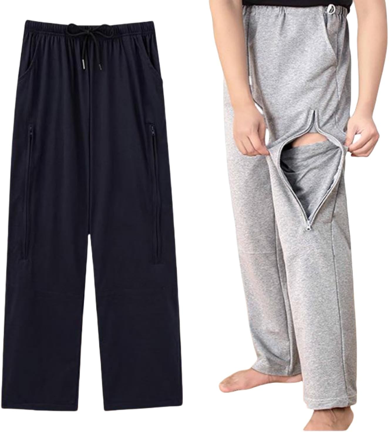 Catheter Leg Bag Pants for Men/Women,Pants for bedridden Patients,Catheter Clothing,Cotton Pants for Urine Bags After Surgery,Drainage Bags Can Be Hidden in Pants Black