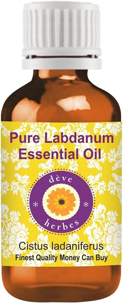 dève herbes Labdanum Essential Oil (Cistus ladaniferus) Pure | Viscous Texture | Rich Aroma | Unisex | All Skin Types | for External Use Only | Natural Extract | Steam Distilled 50ml (1.69 oz)