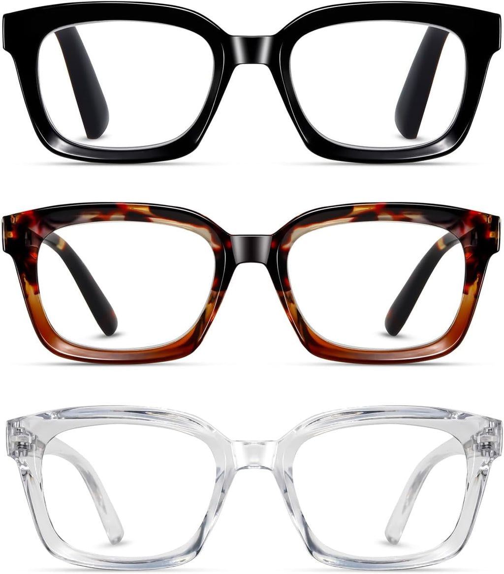 Hubeye 3 Pack Oprah Style Oversized Reading Glasses for Women Men Blue Light Blocking, Ladies Stylish Retro Square Large Computer Readers+2.5