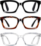 Hubeye 3 Pack Oprah Style Oversized Reading Glasses for Women Men Blue Light Blocking, Ladies Stylish Retro Square Large Computer Readers+2.5