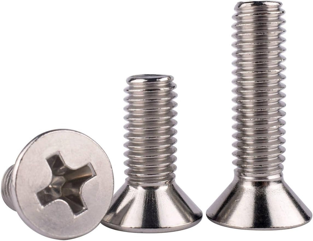 50Pcs #10-24 x 5/8" UNC Phillips Flat Countersunk Head Machine Screws, 304 Stainless Steel 18-8, Full Thread, Coarse Thread