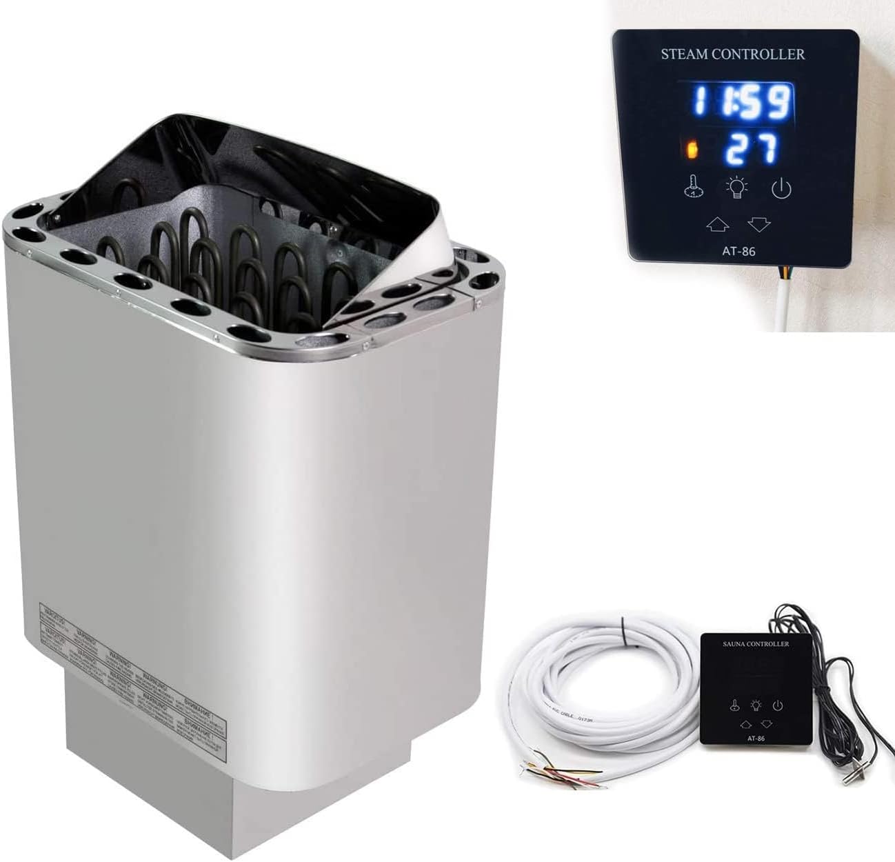 Home Sauna,Sauna Heater 3-9 Kw 30 to 110 °C Overheating Protection Thermostat Sauna Heater Electric Sauna Stove Wet&Dry(4.5KW)