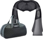 Neck Massager with Heat, Deep Tissue 4D Kneading Pillow, 18 Massage Heads, Adjustable Heat and Speed for Women, Men Relaxation (Color : Black+Bag)