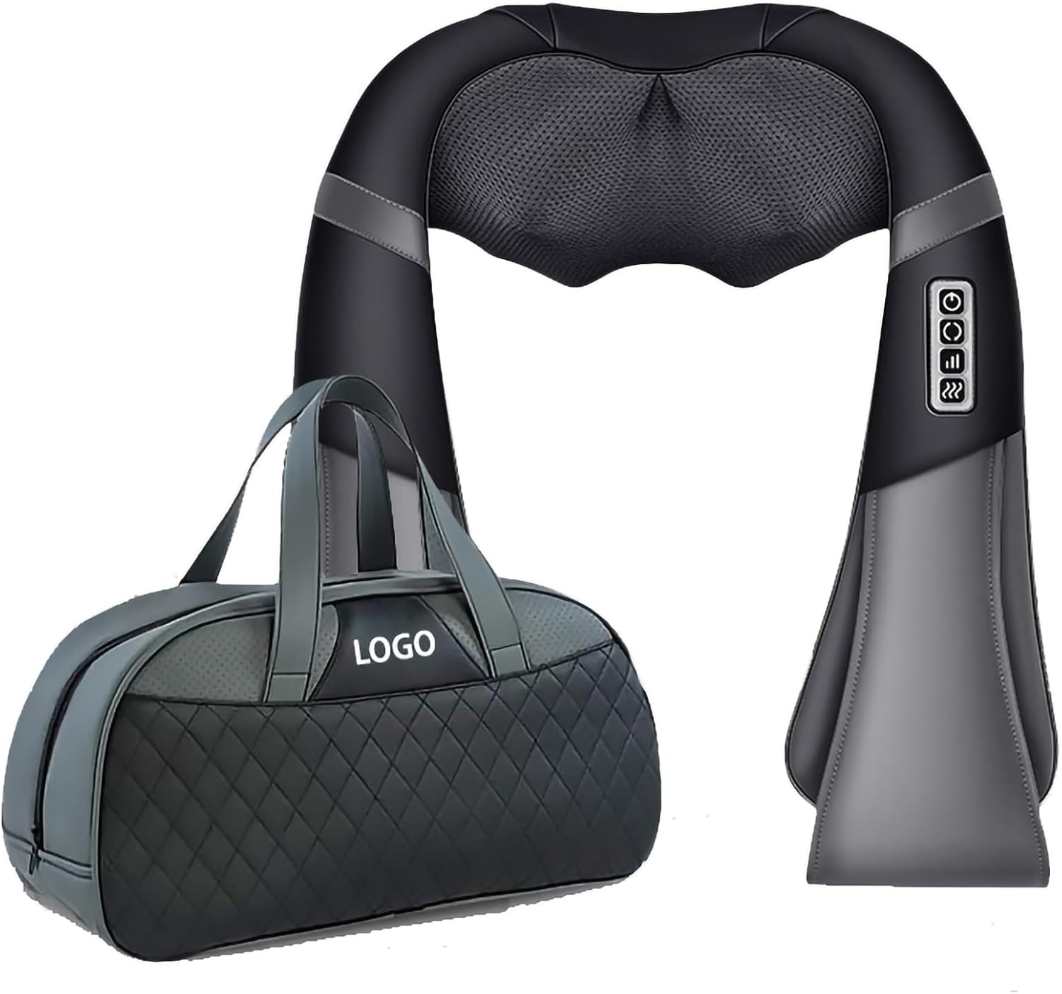 Neck Massager with Heat, Deep Tissue 4D Kneading Pillow, 18 Massage Heads, Adjustable Heat and Speed for Women, Men Relaxation (Color : Black+Bag)