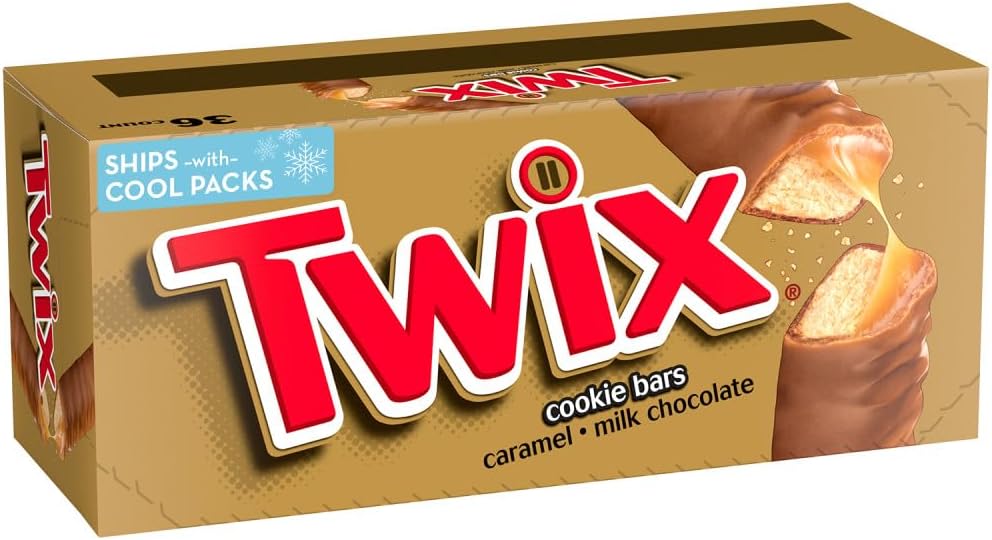TWIX Bulk Chocolate Candy Individually Wrapped - Full Size, Caramel Chocolate Cookie Candy Bar, 36-Count Box