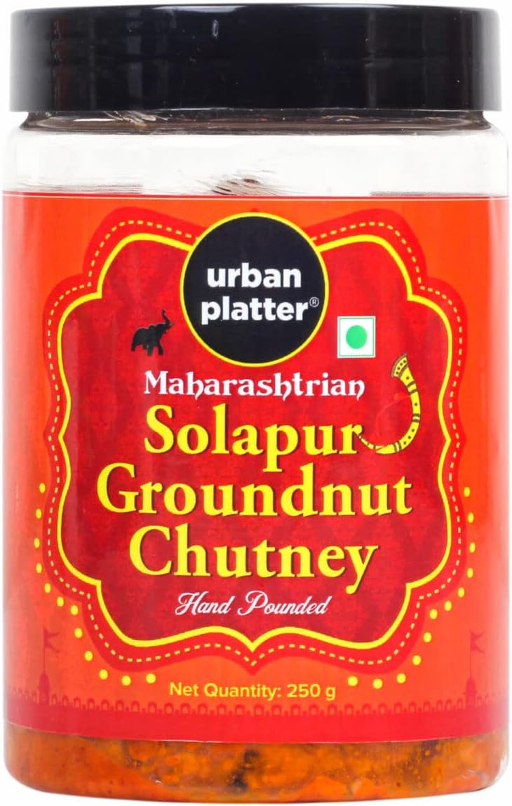 Urban Platter Solapur Groundnut Chutney 250g [Traditional Maharashtrial Hand-pounded Dry Peanut Shengdana Chutney]