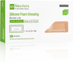 NeuHeils 20 Packs Silicone Foam Dressing Border Lite 2''x5'', Pad Size 1.1''x3.3'', Soft Gentle Would Bandage Patch for Small Bed Sore Pressure Ulcer