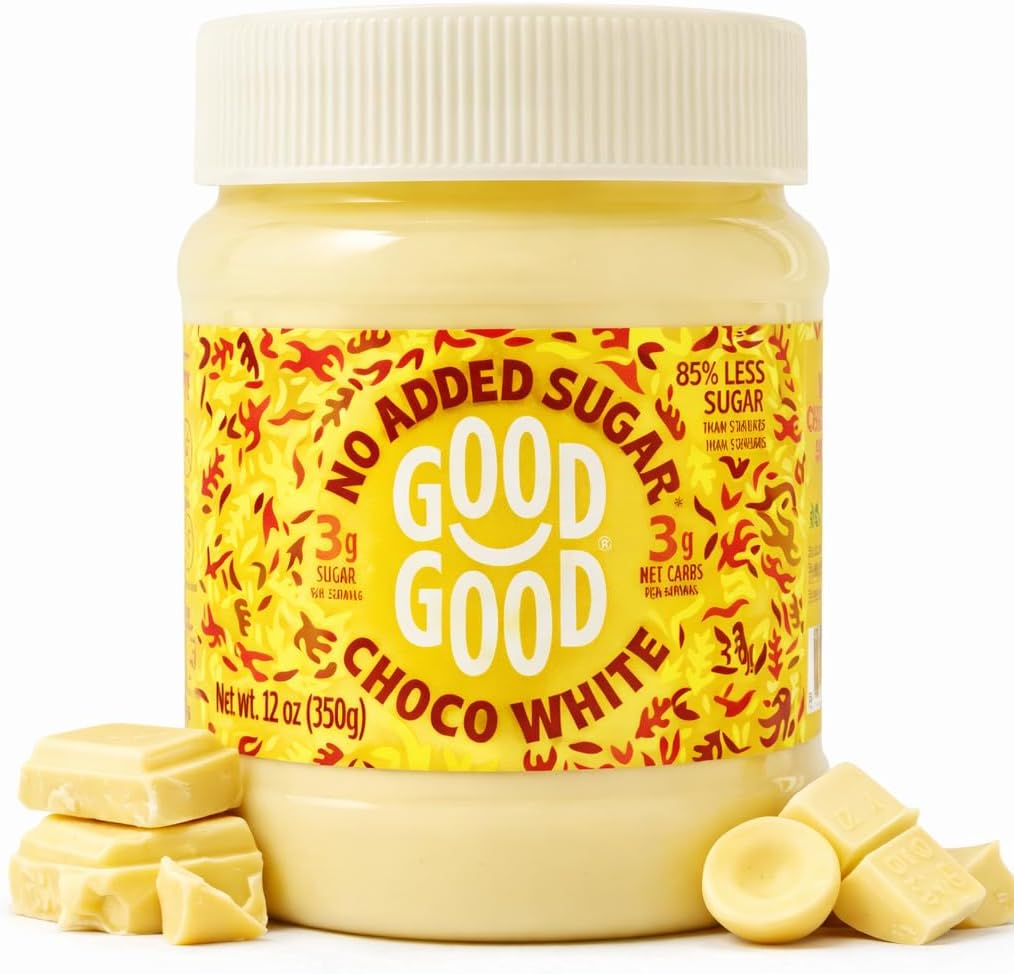 GOOD GOOD No Added Sugar White Choco Spread - Chocolate Spread with Natural Sweeteners - Gluten Free - Vegetarian Friendly - 12oz / 350g (Pack of 1)