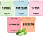 Refresh Gum, Xylitol, Natural, Sugar Free, Chewing Gum, Plastic Free, Natural Flavors & Organic Ingredients, Non GMO, Gluten Free, Vegan, 12 Count (Pack of 5), Sampler Pack