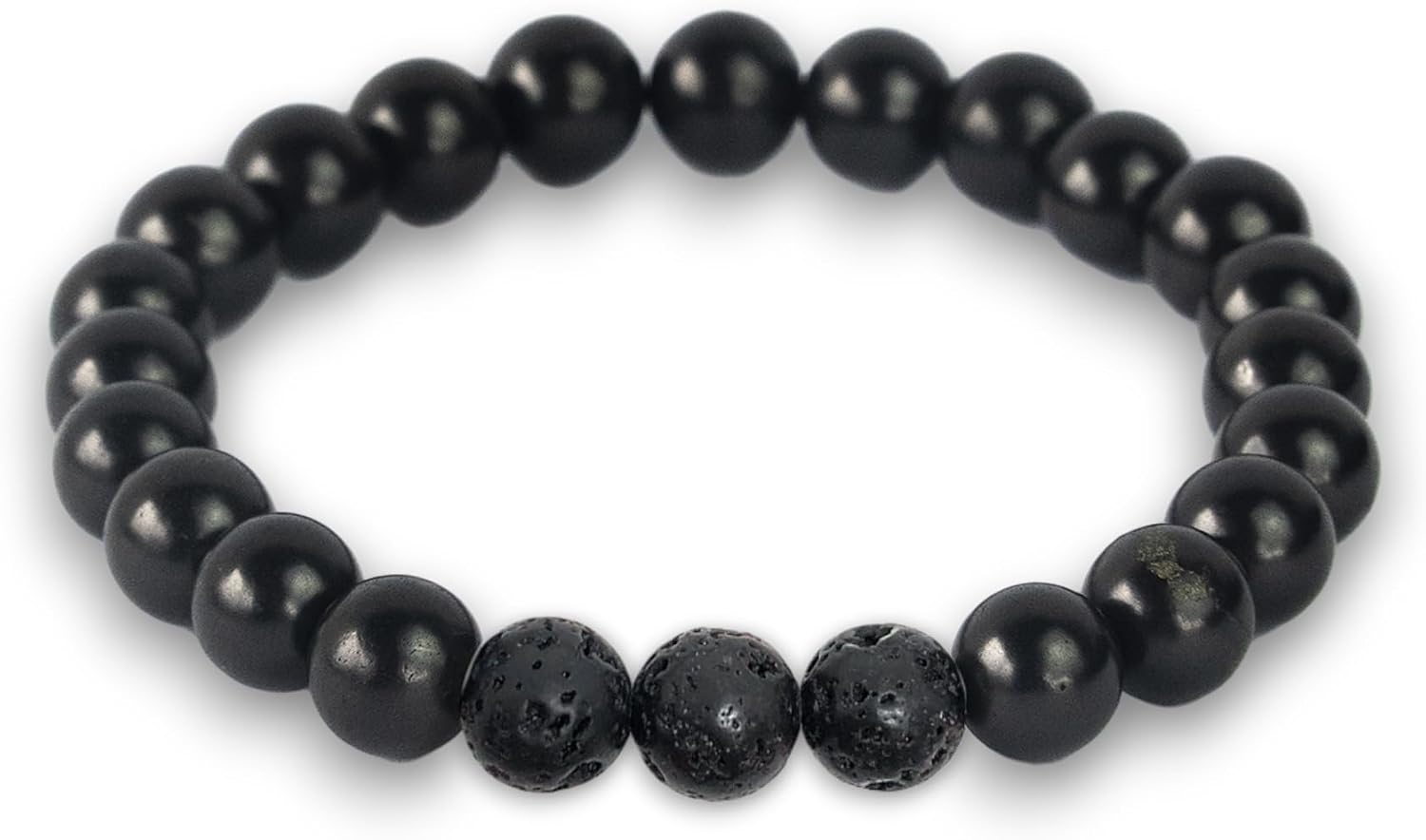 Karelian Heritage Black Shungite Beaded Bracelet, 8mm Handmade Stretchy Unisex, Crystal Healing Authentic Stone, Spiritual Chakra Balance Jewelry