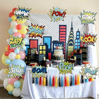 Tinlade 10 Pcs Hero Paper Cutouts Hero Themed Party Decorations Action Sign Reusable Action Sound Effect Paper Sign Photo Props for Birthday Party Favor Supplies Wall Decor