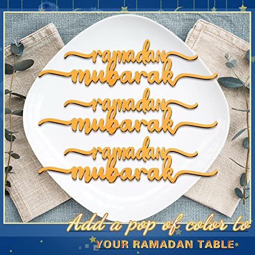 12 Piece Ramadan Wood Signs - Ramadan Mubarak & Kareem Islamic Table Decor for Eid & Party