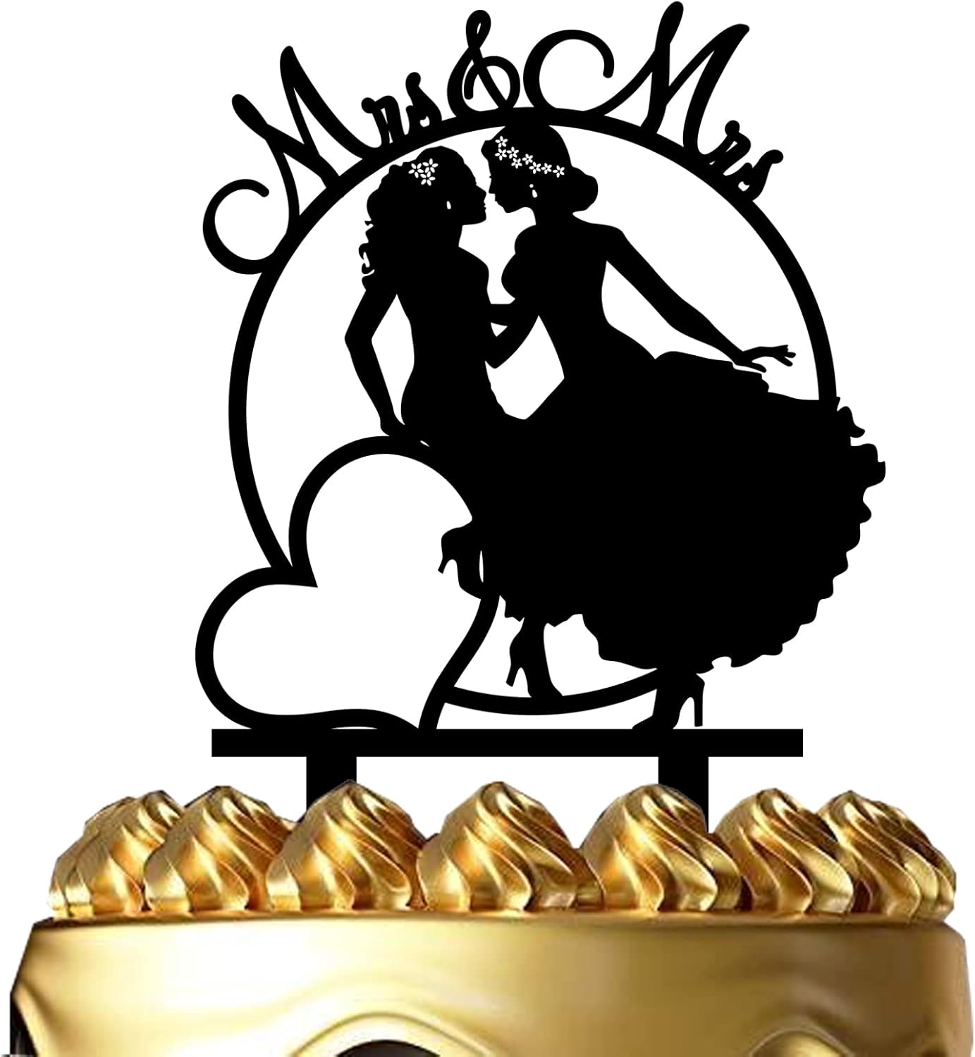 Mrs & Mrs Cake Topper - Lesbian Marriage Union Party decor - Female Wedding Cake Topper - Love is Love Cake Topper, Same Sex Wedding Cake Topper (Girl's Love)