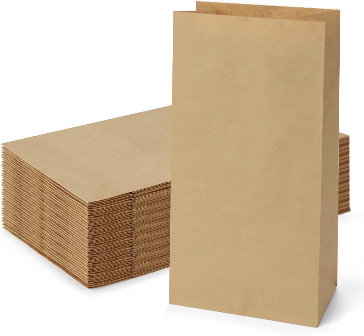 SHOPDAY 12lb Paper Lunch Bags 100 Pack 7x4.5x13.75" Kraft Brown Paper Bag Grocery Bags Bulk, Bread Bags Sack Lunch Bags Snack Bag