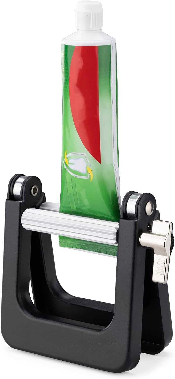 kwmobile Metal Toothpaste Tube Squeezer - Large Wringer Roller Dispenser for Hair Colour Dye, Paint Tubes, Hand Cream, Cosmetics, Oil Paints - Black