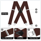 Men's Suspenders Heavy Duty Suspenders for Men Braces 2 inch Wide Clips High Elastic X Style Adjustable Work Suspenders