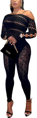 Women sexy tight long-sleeved seamless knitted jacquard jumpsuit high elastic one-piece