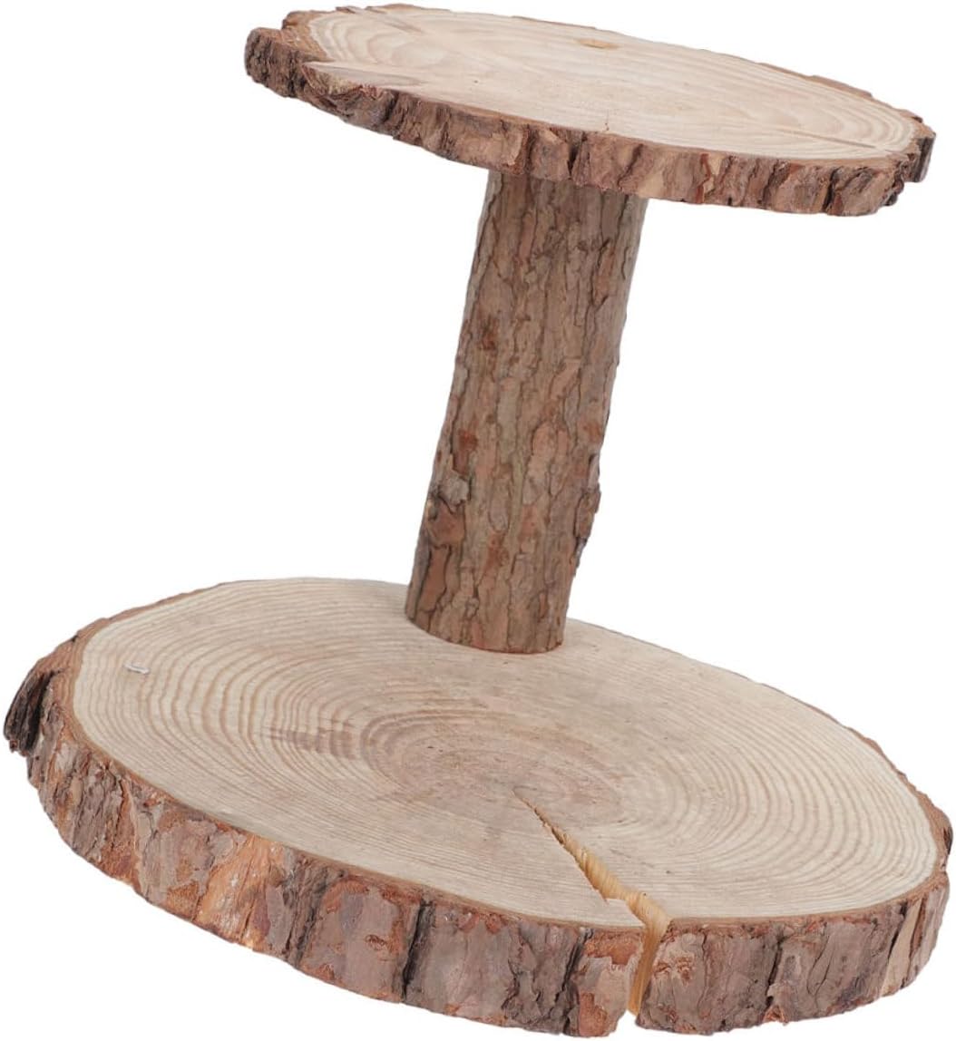 Natural Wood Cake Stand 2-layer Dessert Tray Wedding Cake Display Multi-layer Storage Rack Perfect for Reception