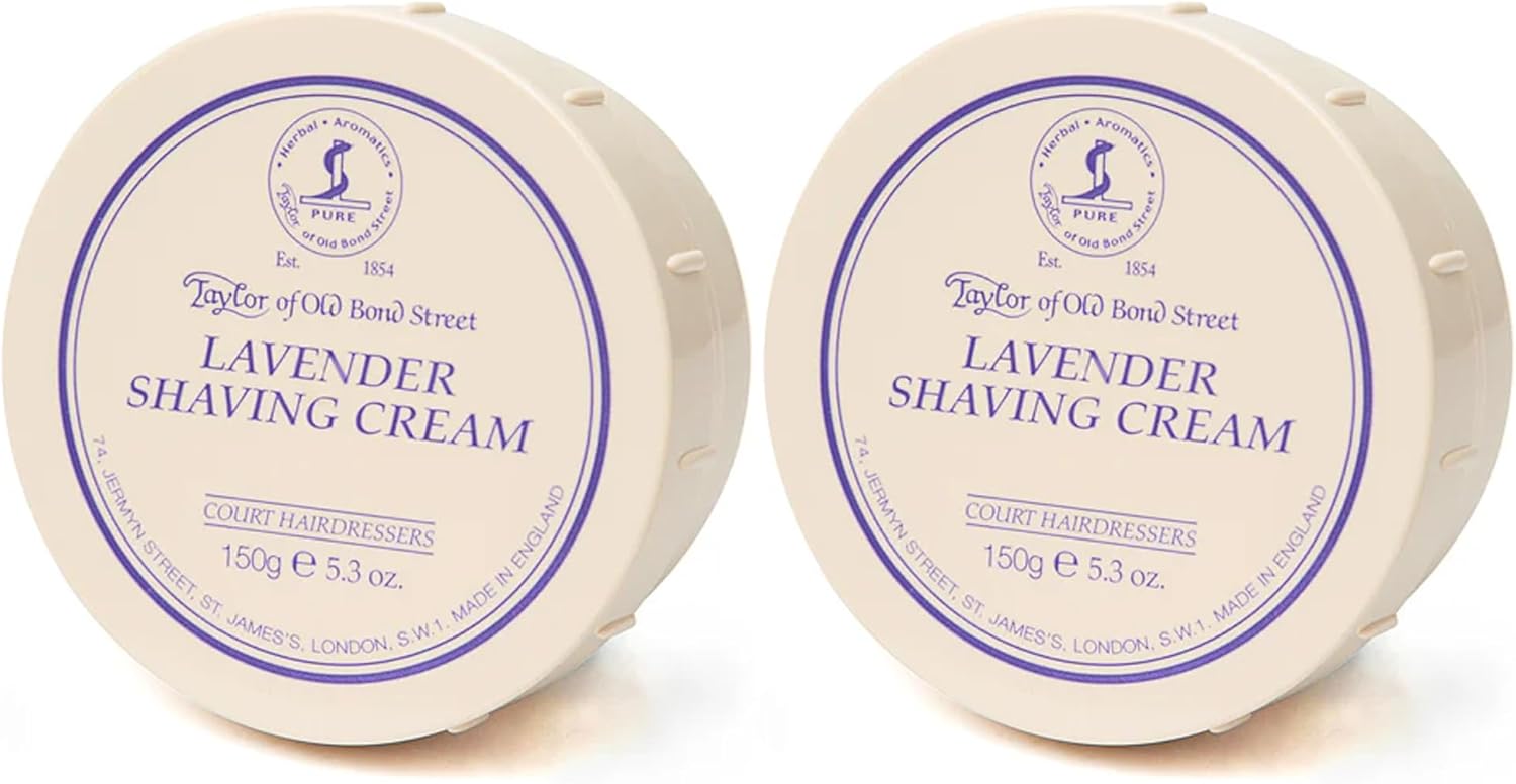 Taylor of Old Bond Street Lavender Fragrance Shaving Cream Bowl 150g (2-Pack) – Rich Lather for Traditional Shaving
