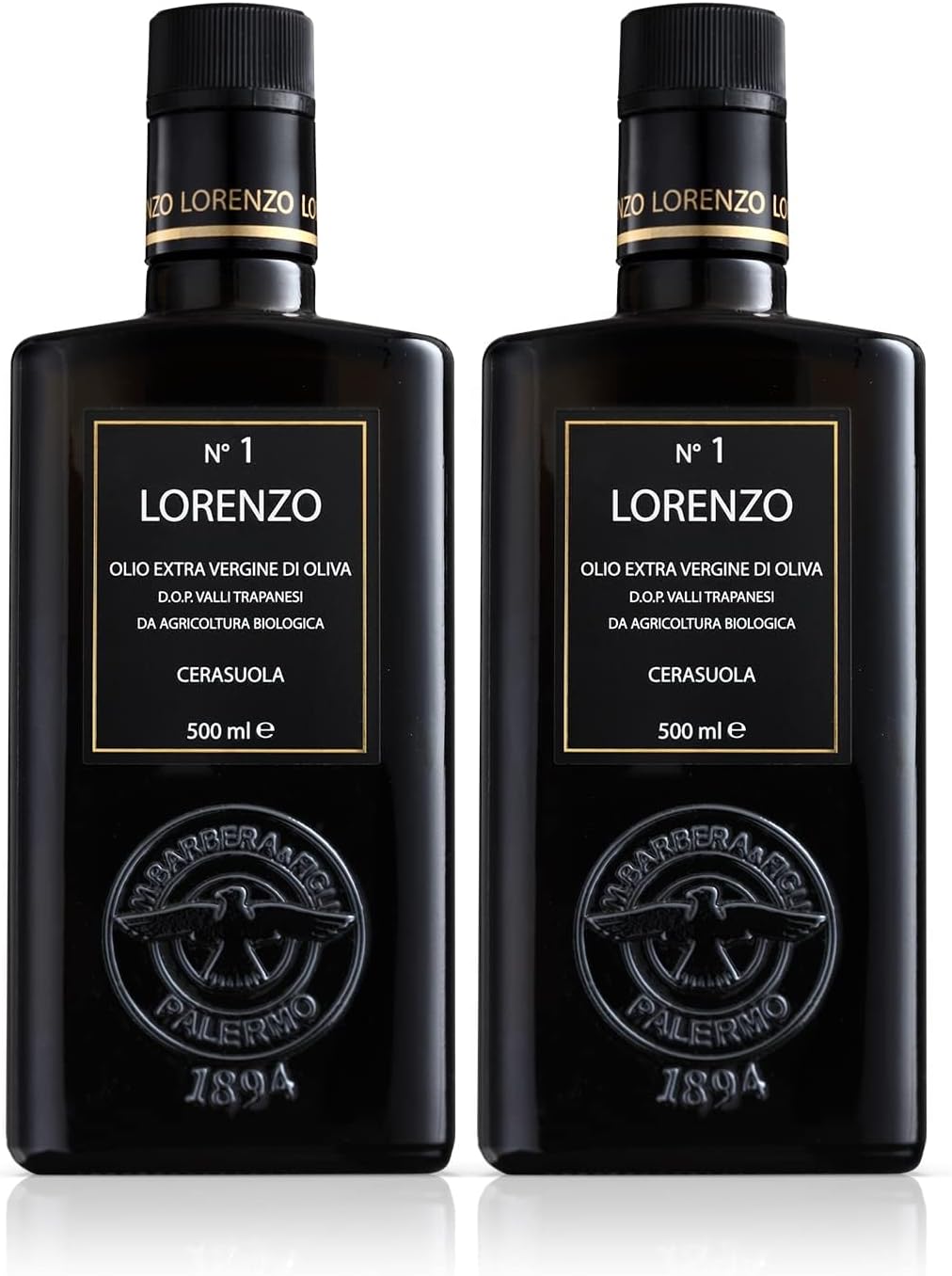 Barbera Lorenzo #1 Organic Extra Virgin Olive Oil PDO Valli Trapanesi, Fruity, Cold Extracted Authentic Sicilian Olive Oil, Fresh Harvest Imported From Italy 16.9 oz (Pack 2)