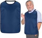 Double Layer Stretchable Adult Bibs with Crumb Catcher Waterproof Washable Clothing Protector Adult Bibs for Eating