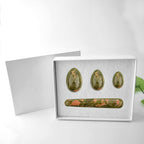Natural Rose Quartz Yoni Jade Set Egg Kegel Exercise Crystal Wand Massage Stone,with Gift Box,Moderat