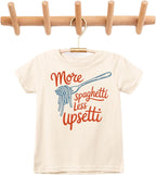 Kids' More Spaghetti Less Upsetti Graphic T-Shirt | Funny Pasta Quote Tee
