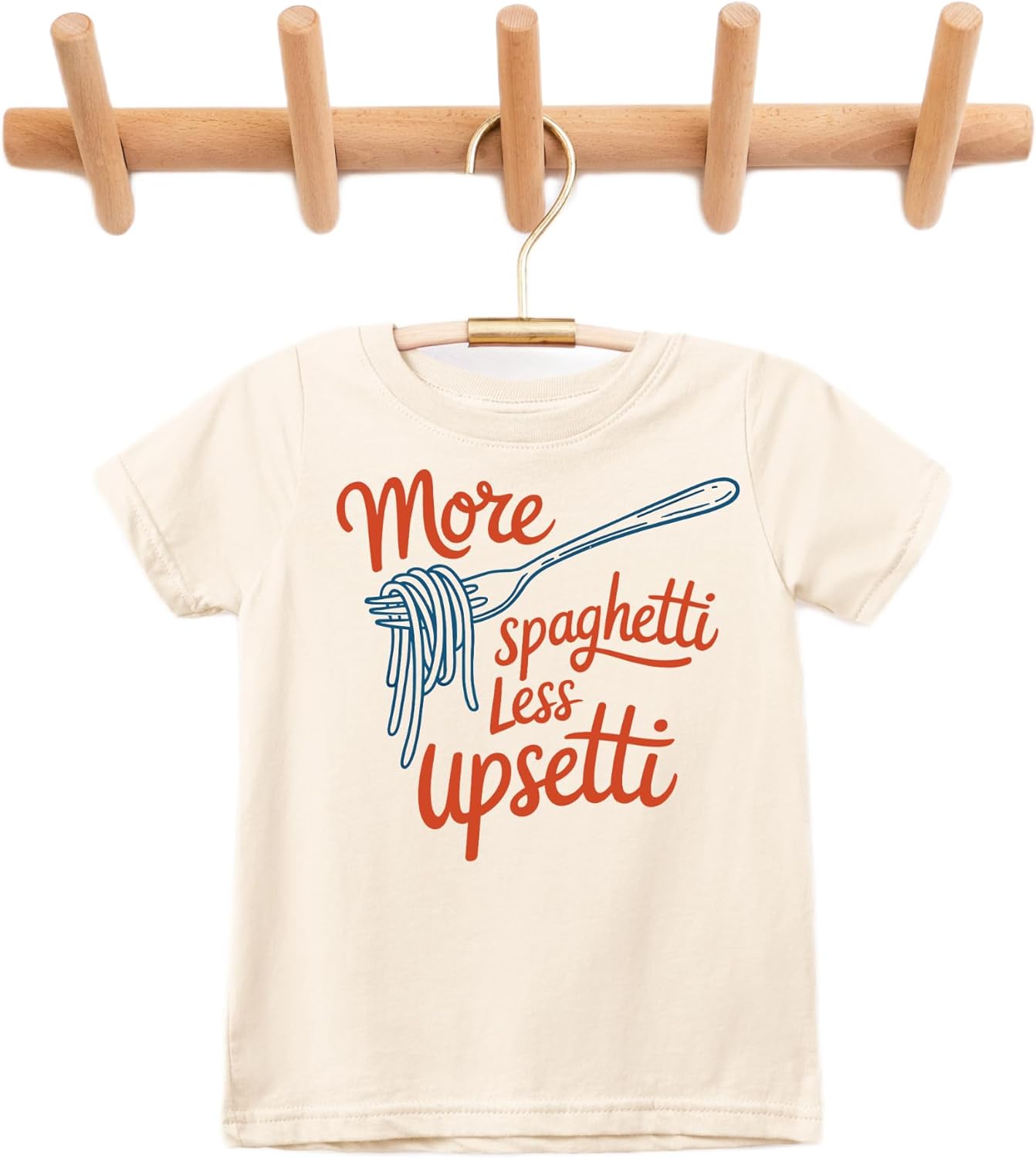 Kids' More Spaghetti Less Upsetti Graphic T-Shirt | Funny Pasta Quote Tee