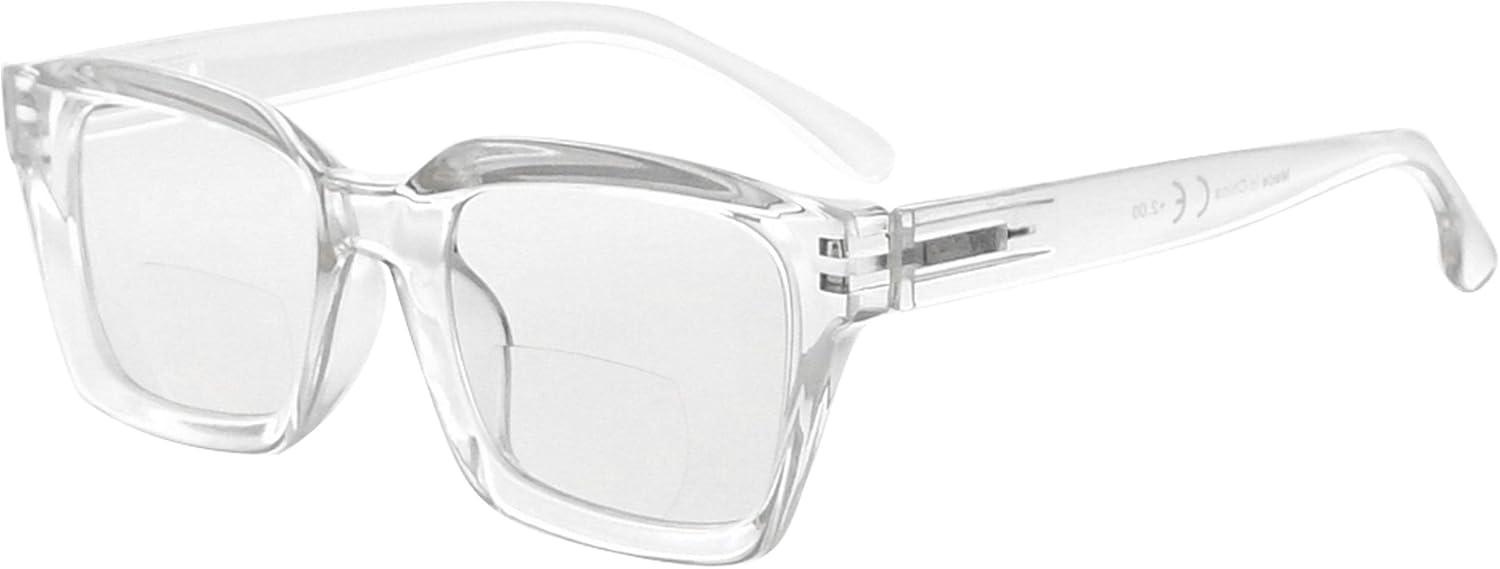 Eyekepper Bifocal Reading Glasses Women Stylish Bifocal Readers Clear Lens Oversize - Transparent +1.50