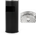 Trash Can Outdoor Waste Container Round Stainless Steel Trash Can with Removable Inner Bucket for Disposal Commercial Waste Container 9.8 x 24-Black