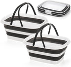 Cididu 2 Pack Collapsible Tub with Handle, Rectangular Handy Basket/Bucket, 8.5L Portable Outdoor Picnic Basket Crater, Foldable Camping Sink, Wash Basin for Washing Dishes, Hiking and Home