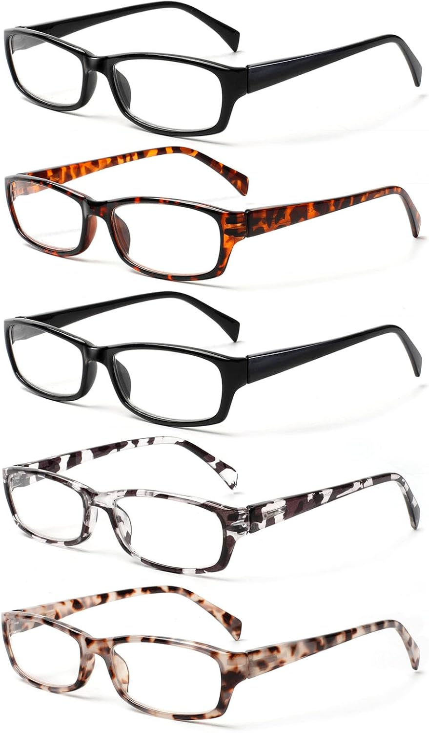 Kerecsen Reading Glasses 5 Pairs Fashion Ladies Readers Spring Hinge with Pattern Print Eyeglasses for Women (Mix Color -4, 2.00)