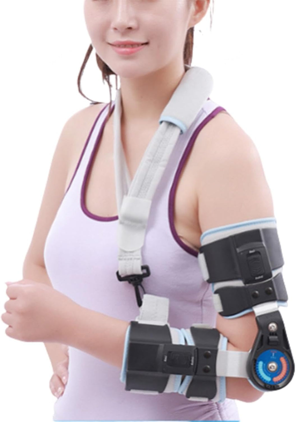 Hinged Elbow Brace ROM Support,Adjustable Elbow Splint Immobilizer, Stabilizer Splint Arm Injury Recovery Support,Shoulder Sling Stabilizer,Recovery Support After Surgery