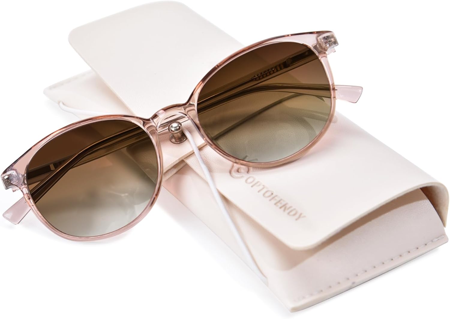 OPTOFENDY Reader Sunglasses for Women, TR90 Round Full Lens Outdoor Reading Sunglasses with Spring Hinge, UV400 Protection