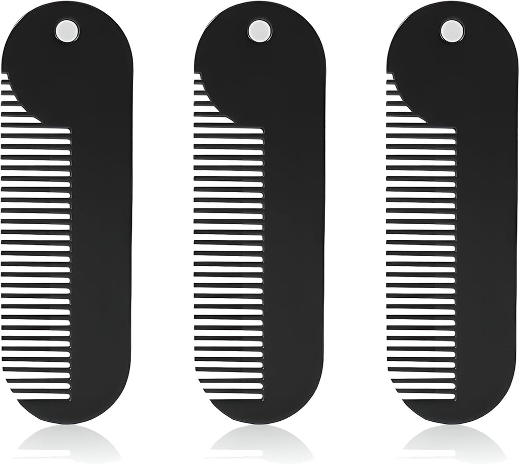 Metal Fine Tooth Portable Mini Pocket Beard Comb, Ideal for Thinner Hair and Beard, Black